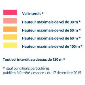 légende carte restrictions vol drones loisir