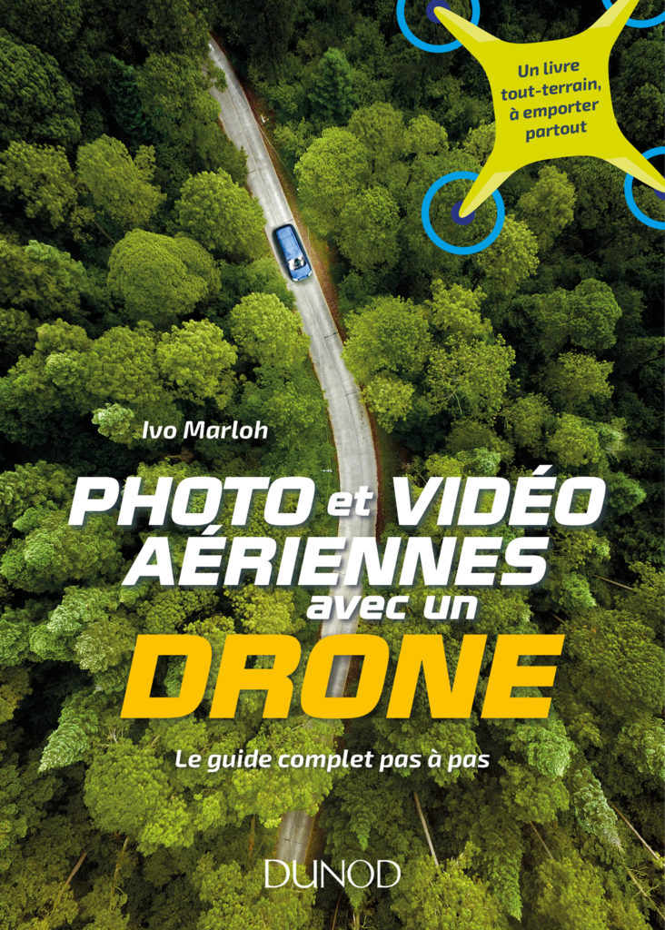 Première de couverture livre photo et vidéo aériennes avec un drone chez Dunod