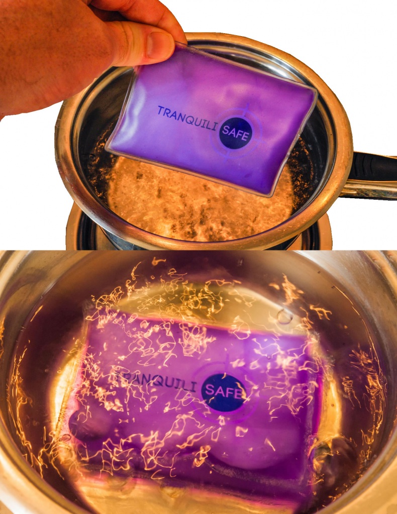 Reclyclage des chaufferettes dans une casserole d'eau bouillante